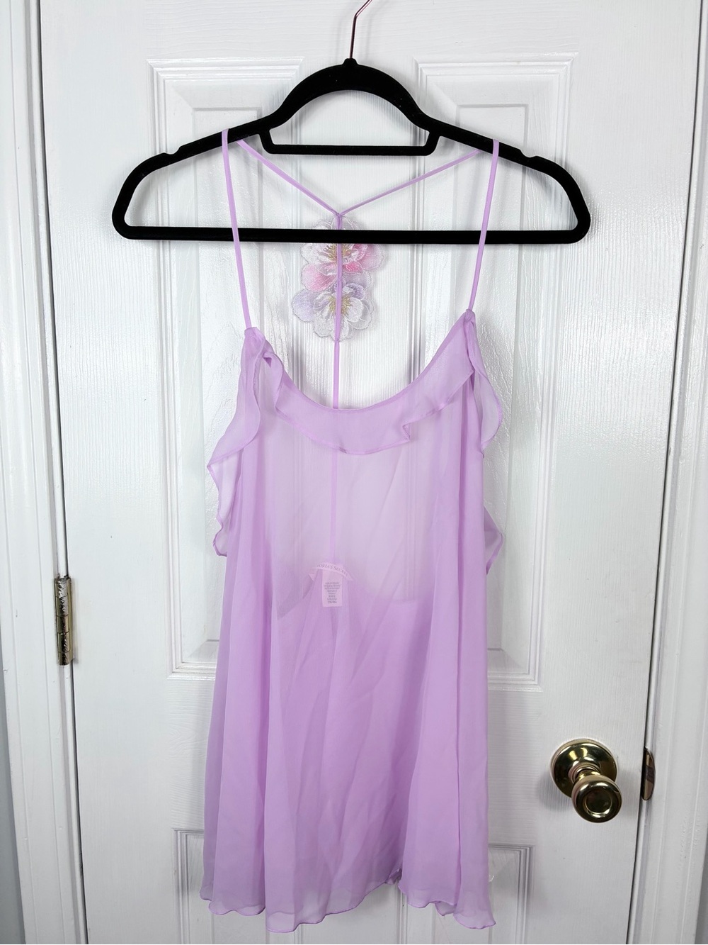 Victoria’s Secret Watercolor Embroidery Chiffon Babydoll Set Lingerie Small - Picture 3 of 5